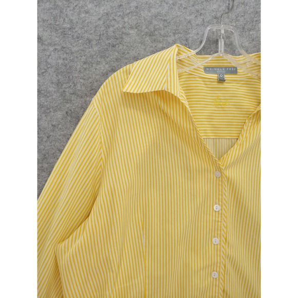 Foxcroft Fitted Button Down Top Wrinkle Free Striped‎ Yellow Blouse Size 18 - Picture 2 of 7